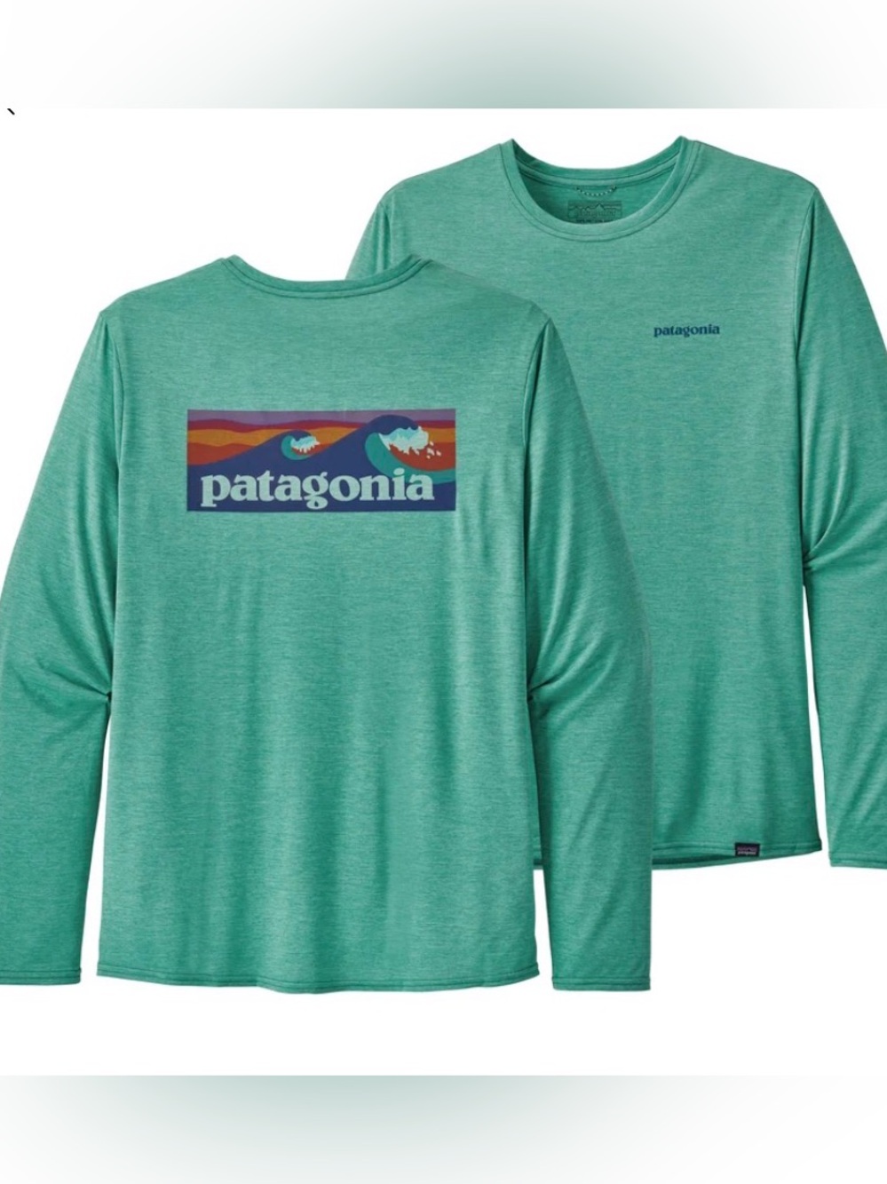 Patagonia Men's XL Capilene® Cool Daily Graphic Long Sleeve Shirt Teal Green New